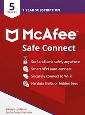 McAfee Safe Connect VPN Premium Android, Chromebook, iOS, Windows 5 Devices 1 Year